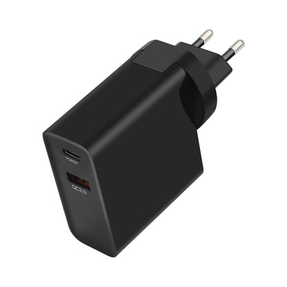 GVDA Power Adapter, 65W, 3A, 1 x USB-A - 1 x USB-C, Black