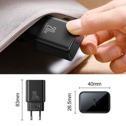 Joyroom JR-TCF06 Wall Charger, 20W, 3A, 1 x USB-C, Black