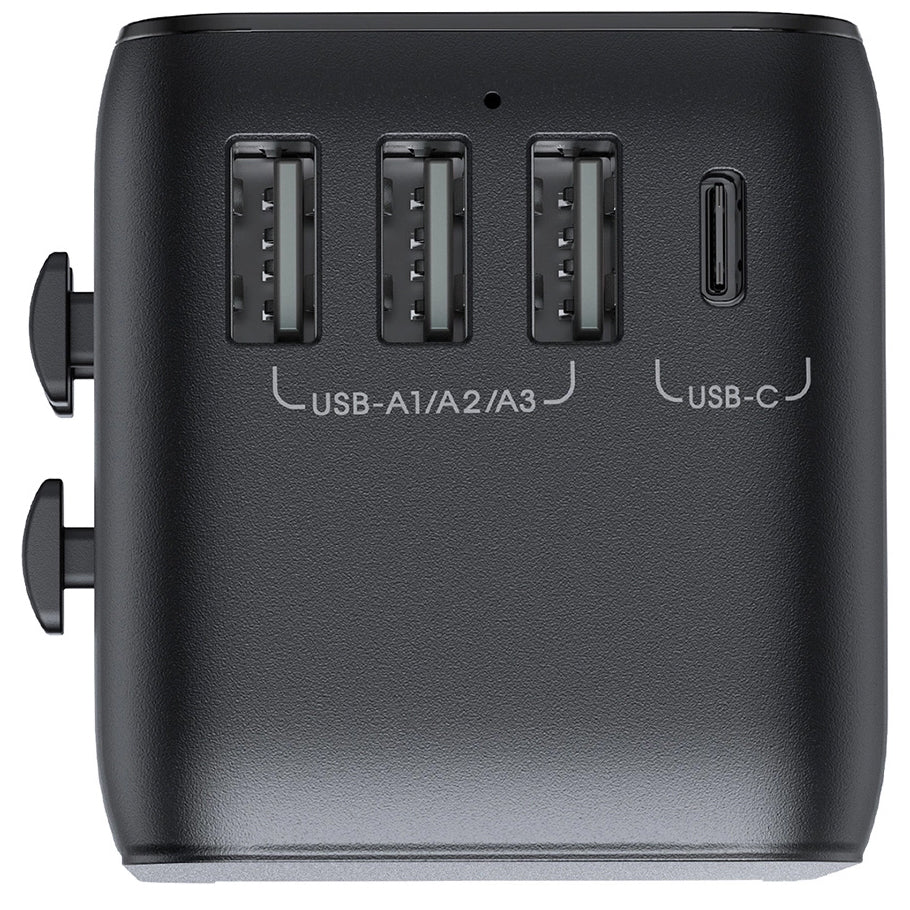 Joyroom JR-TCW01 Travel Power Adapter, 17W, 3A, 1 x USB-C - 3 x USB-A, Black