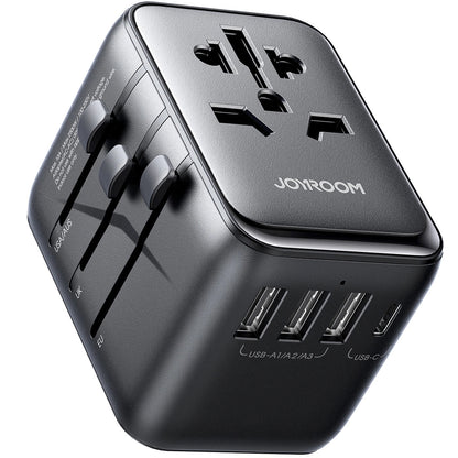 Joyroom JR-TCW01 Travel Power Adapter, 17W, 3A, 1 x USB-C - 3 x USB-A, Black