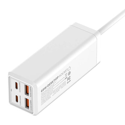 Ldnio SC1418 Wall Charger, 2500W, 5A, 1 x Socket - 2 x USB-A - 2 x USB-C, White