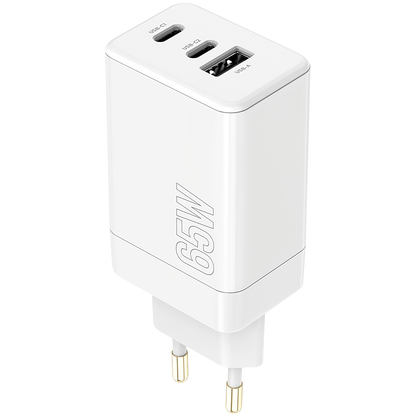 MaXlife MXTC-08-65ACC Power Adapter, 65W, 3A, 1 x USB-A - 2 x USB-C, White