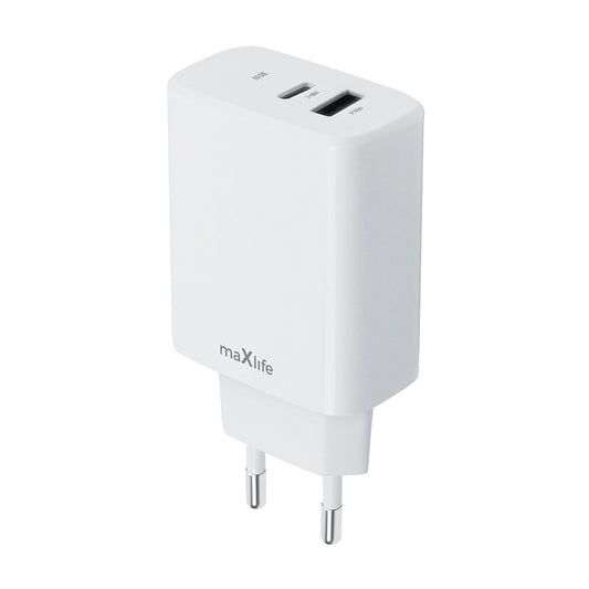 MaXlife MXTC-10-30AC Power Adapter, 30W, 3A, 1 x USB-A - 1 x USB-C, White