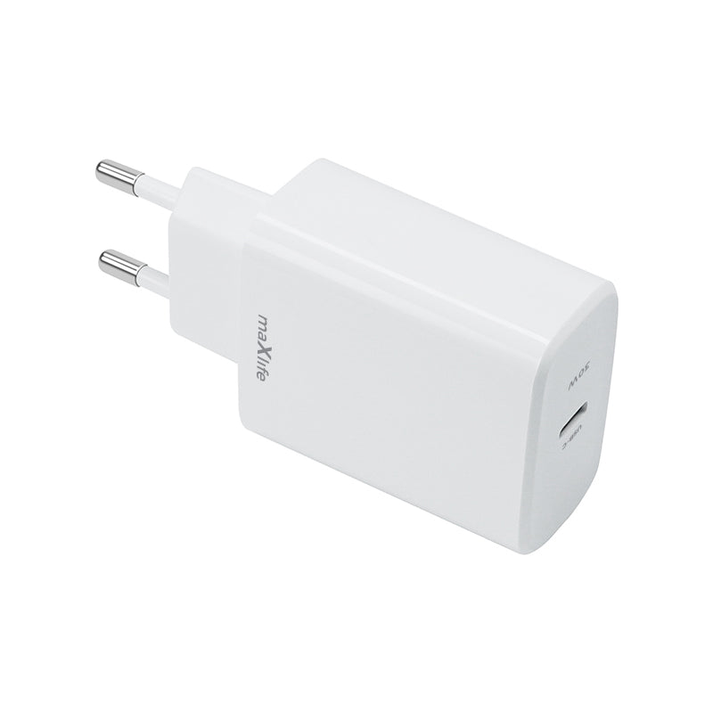 MaXlife MXTC-10-30C Wall Charger, 30W, 3A, 1 x USB-C, White