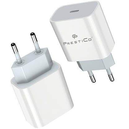 Prestico F8A Box Wall Charger, 20W, 3A, 1 x USB-C, White