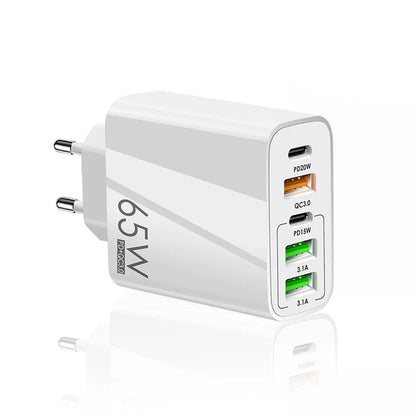 Techsuit CHC2 PentaXPower Network Charger, 20W, 3A, 3 x USB-A - 2 x USB-C, White