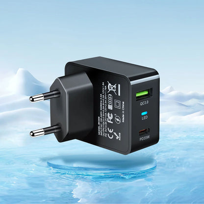 Techsuit CHPD173 Tiny Network Charger, 35W, 3A, 1 x USB-A - 1 x USB-C, White