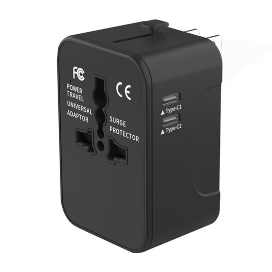 Techsuit HHT202-2C Travel Network Charger, 15W, 3A, 2 x USB-C, Black
