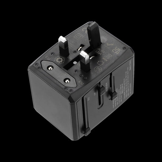 Techsuit HHT904-B2 Travel Network Charger, 20W, 3A, 2 x USB-A - 2 x USB-C, Black