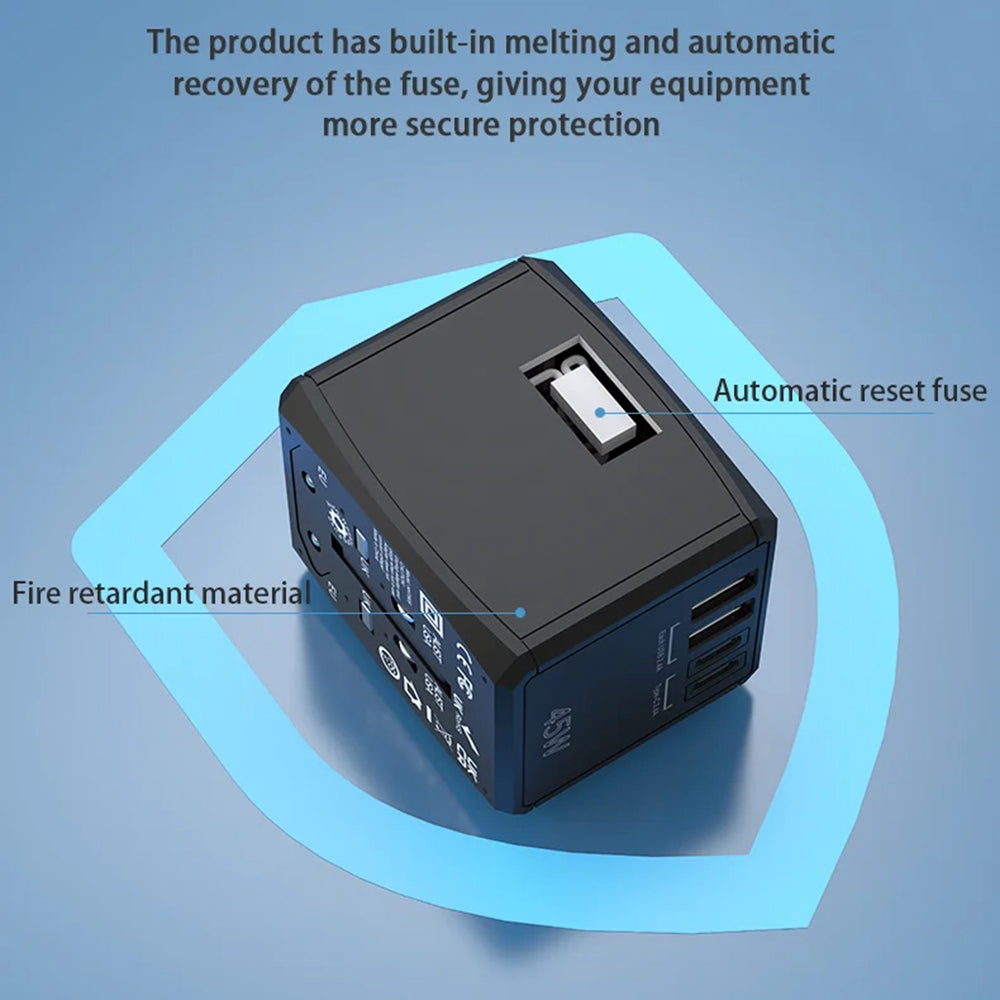 Techsuit HHT905 Travel Network Charger, 45W, 3A, 2 x USB-A - 2 x USB-C, Black