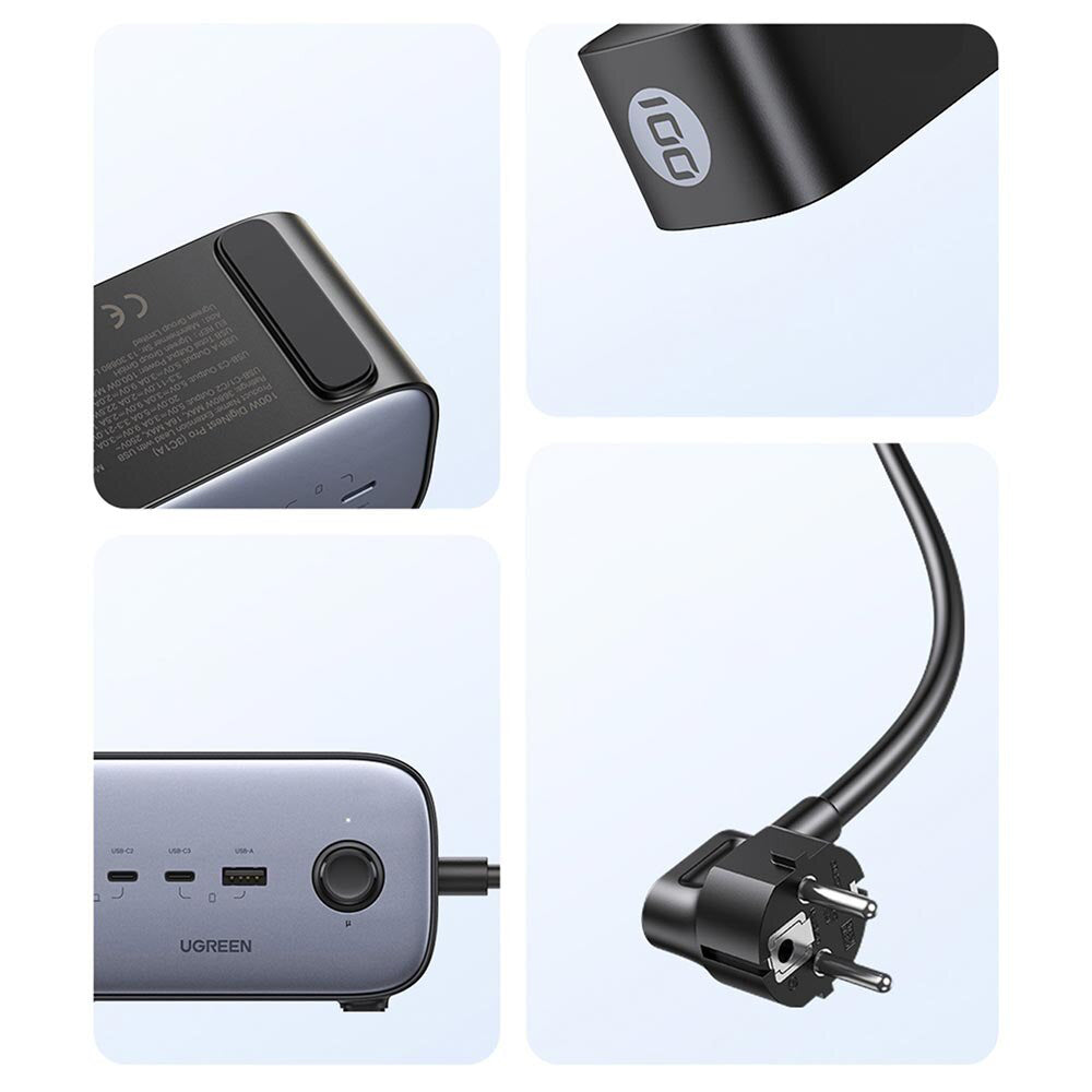 UGREEN CD270 Extension Cord, 2 x Schuko, Grey