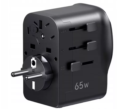 UGREEN Travel S550 Network Charger (55001), 65W, 3.25A, 1 x USB-A - 2 x USB-C, Black