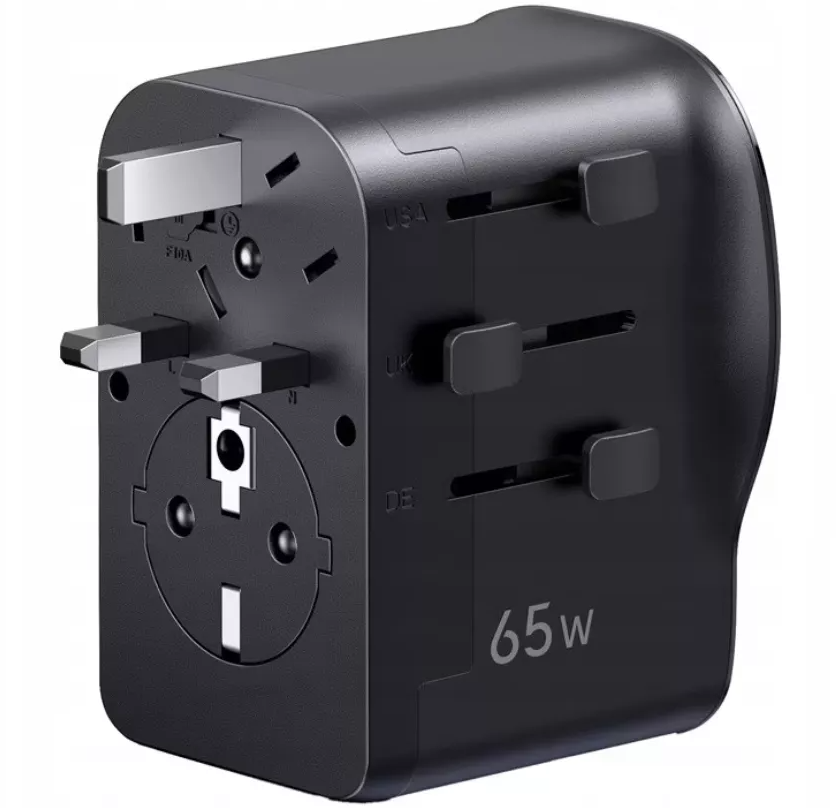 UGREEN Travel S550 Network Charger (55001), 65W, 3.25A, 1 x USB-A - 2 x USB-C, Black