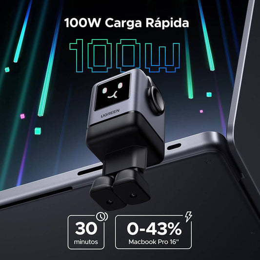 UGREEN X688 Uno Network Charger, 100W, 5A, 1 x USB-A - 3 x USB-C, Black