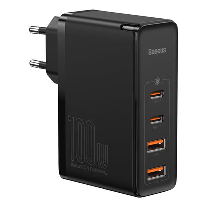 Baseus GaN2 Pro Power Adapter, 100W, 5A, 2 x USB-A - 2 x USB-C, Black CCGAN2P-L01