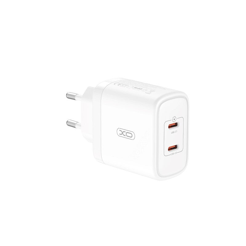 XO Design CE08 USB-C Cable Charger, 50W, 3A, 2 x USB-C, White