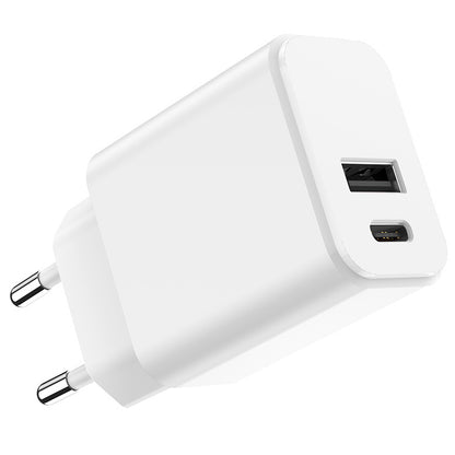 Setty Power Adapter, 20W, 3A, 1 x USB-A - 1 x USB-C, White