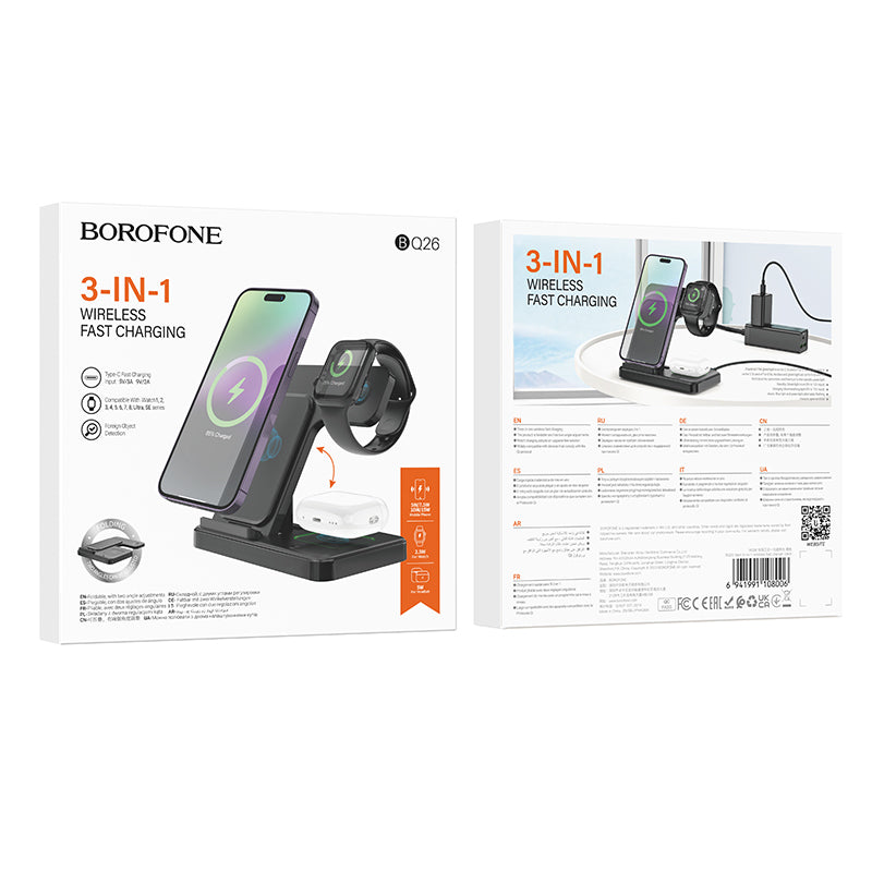 Borofone BQ26 Wireless Charger, 15W, 1.67A, Black