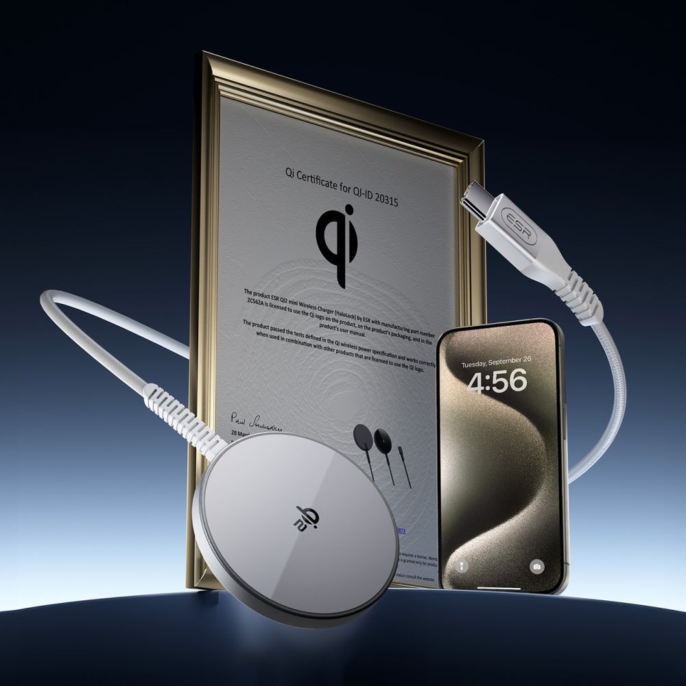 ESR HaloLock Wireless Network Charger, 15W, 1.67A, Silver