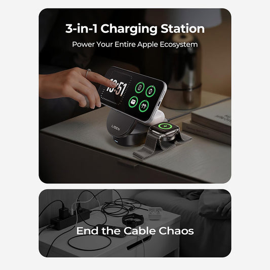 Lisen W121 3in1 Wireless Network Charger, 25W, Black YL0325080017