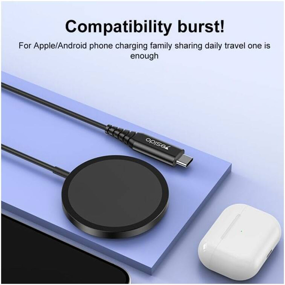 Yesido DS21 Wireless Network Charger, 15W, 1.67A, Black