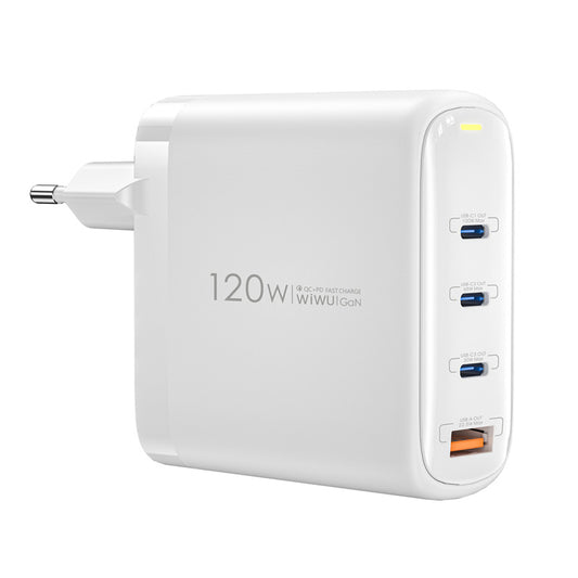 WiWu Wi-U020 Network Charger, 120W, 3A, 1 x USB-A - 3 x USB-C, White