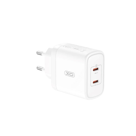 XO Design CE08 Power Adapter, 50W, 3A, 2 x USB-C, White