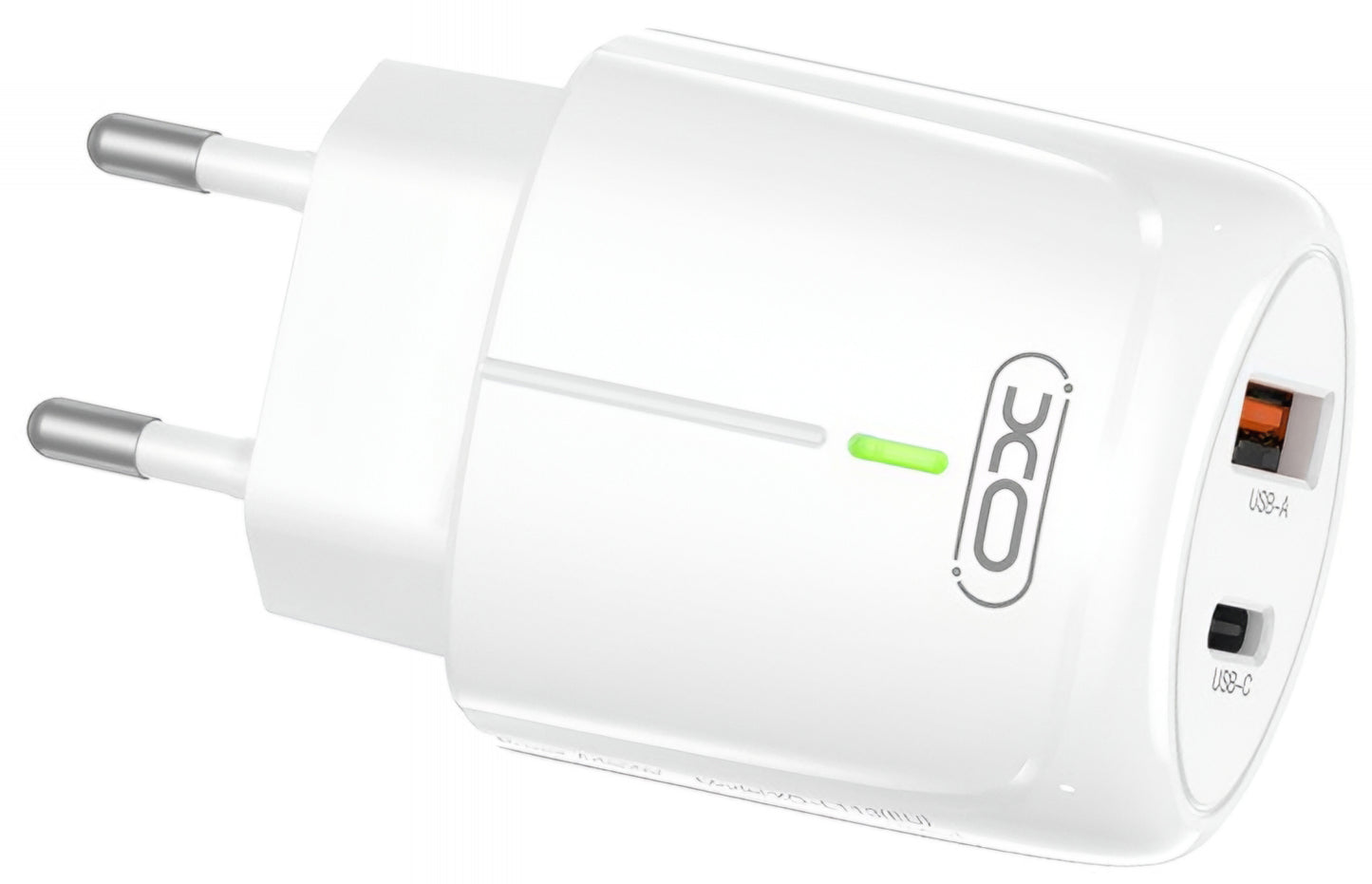 XO Design L114 Network Charger, 20W, 3A, 1 x USB-A - 1 x USB-C, White