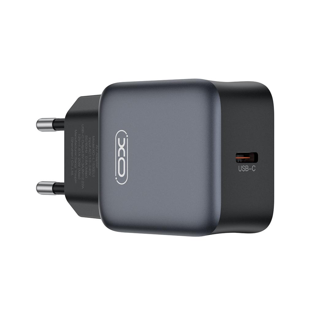 XO Design L155 Network Charger, 30W, 3A, 1 x USB-C, Black
