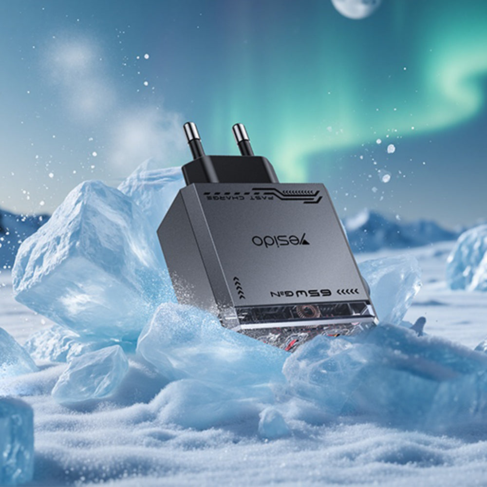 Yesido YC101 Network Charger, 65W, 3.25A, 1 x USB-A - 2 x USB-C, Black