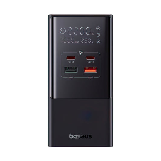 Baseus PowerCombo Tower Charging Station, 100W, 5A, 2 x Schuko - 2 x USB-A - 2 x USB-C, Black E00023609113-00