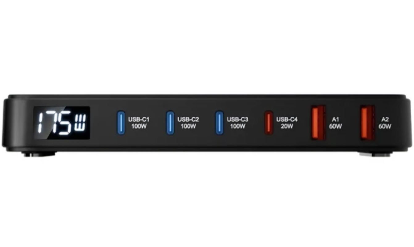 BlitzWolf BW-S30 Charging Station, 175W, 5A, 2 x USB-A - 4 x USB-C, Black