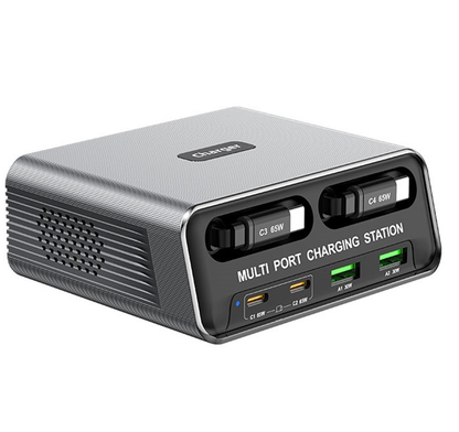 OEM WLX-60C USB-C Cable Station Charger, 130W, 2 x USB-A - 2 x USB-C, Gray