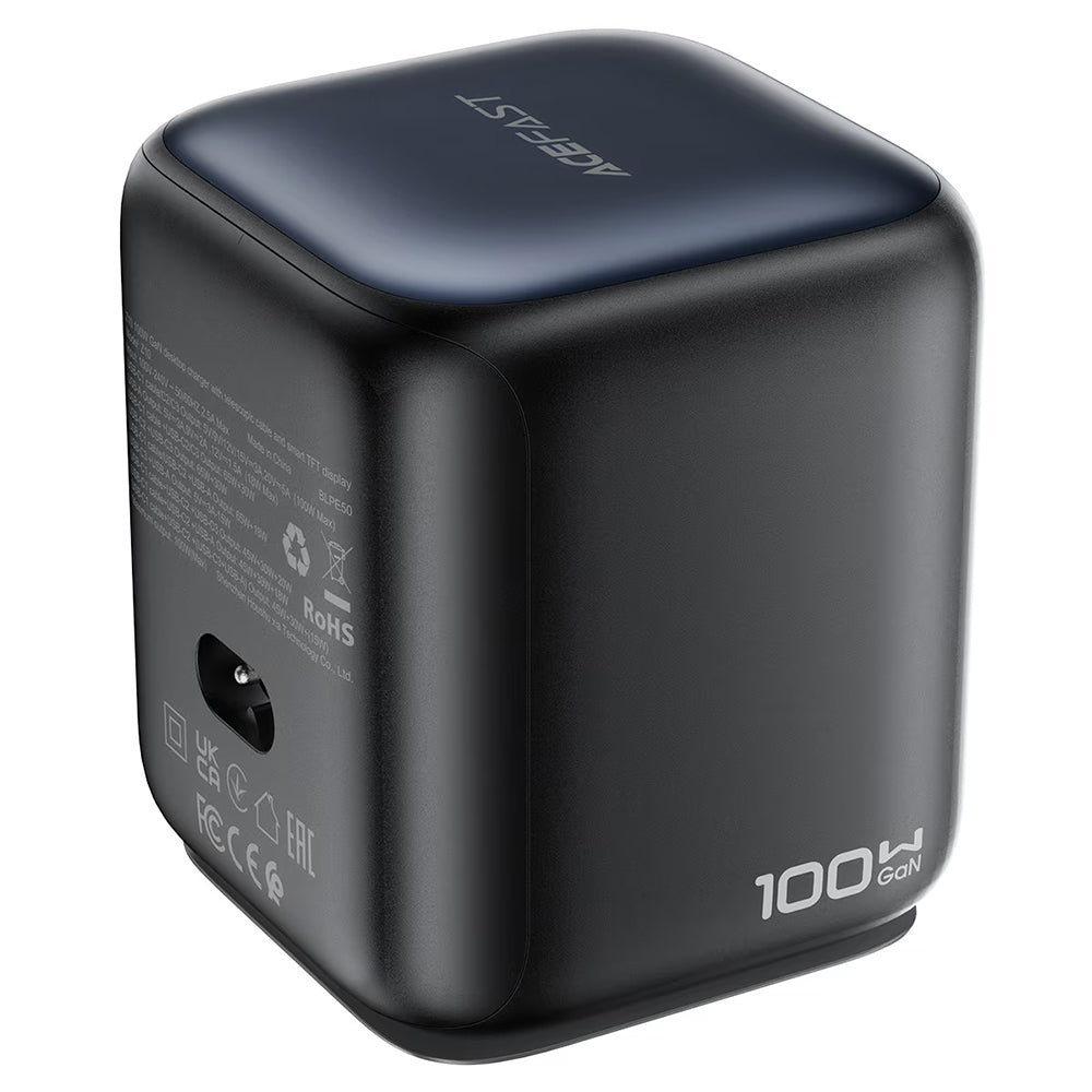 Acefast Z10 USB-C Cable Station Charger, 100W, 1 x USB-A - 2 x USB-C, Black