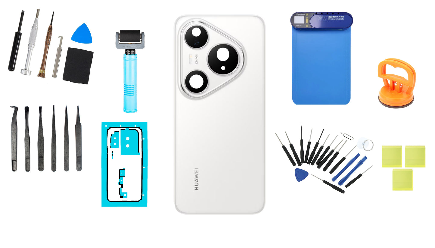 Huawei Pura 80 Pro Glazed White Battery Cover Kit Service Pack and Dedicated Service Tools