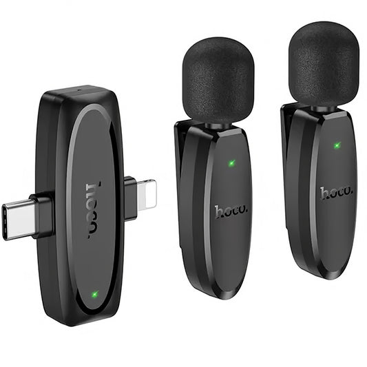 HOCO L15 Bluetooth Lavalier, USB-C / Lightning, Set of 2 pieces, Black