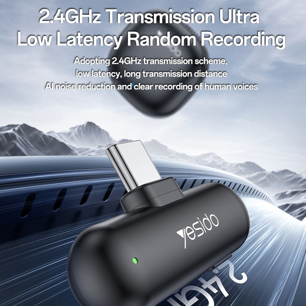 Yesido KR21 Lavalier, USB-C, Set of 2 pieces, Black