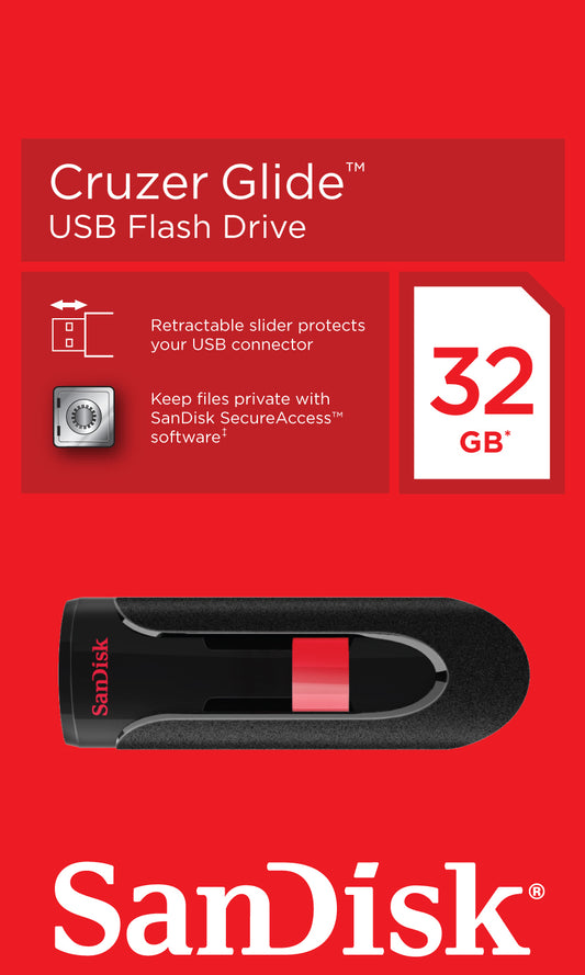 SanDisk Cruzer Glide USB-A External Memory, 32Gb SDCZ60-032G-B35