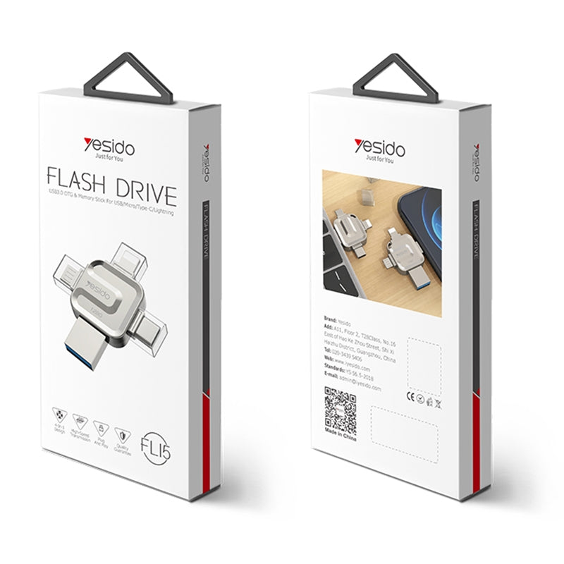 External Memory USB-A 3.0 / Lightning / USB-C / microUSB Yesido FL15, 64Gb