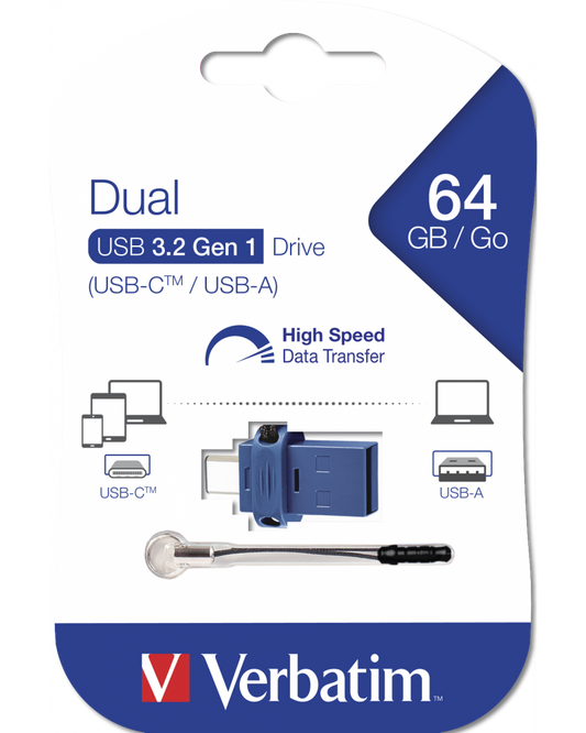 External Memory USB-A 3.0 / USB-C Verbatim StoreNGo, 64Gb 49967