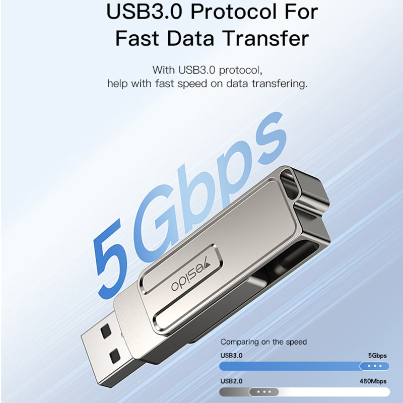 External memory USB-A - USB-C Yesido FL17, 128Gb