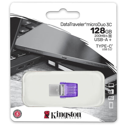 External Memory USB-A 3.2 / USB-C Kingston microDuo 3C, 128Gb DTDUO3CG3/128GB