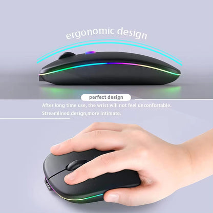 Techsuit M1 Wireless Mouse, RGB, 1600DPI, BT / Wi-Fi, Black