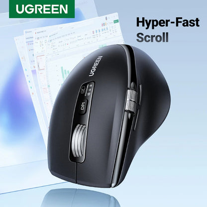 UGREEN M751 Wireless Mouse, 5000DPI, BT / Wi-Fi, Black