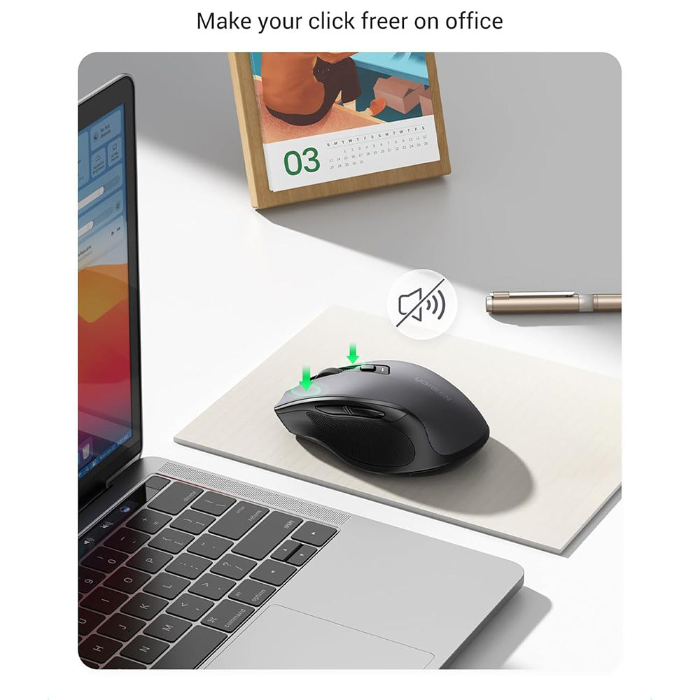 UGREEN MU006S Wireless Mouse (85082), 4000DPI, BT / Wi-Fi, Gray