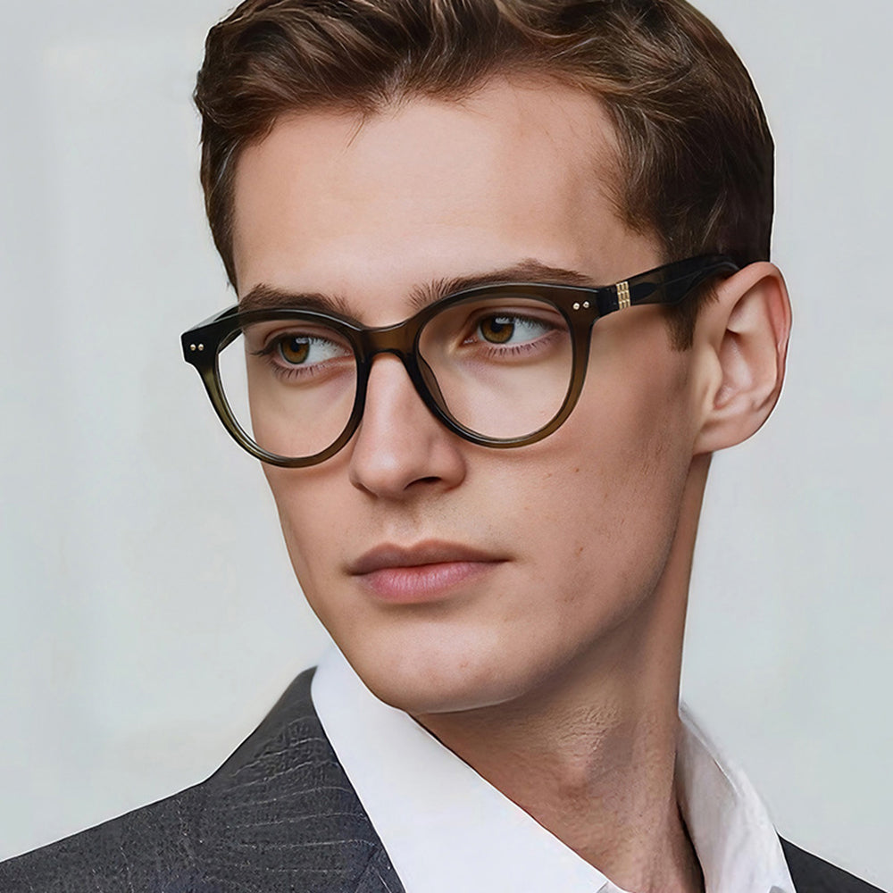 Techsuit 2231 Men's Computer Glasses, Anti-Blue Light, Light Brown