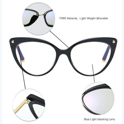 Techsuit Women's Computer Glasses F93308, Anti-Blue Light, Black and Gold