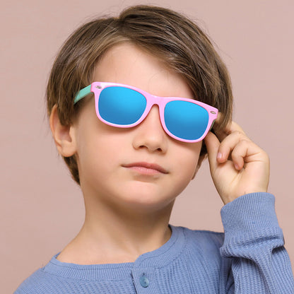 Techsuit D802 Kids Sunglasses, Polarized, UV Protection, Navy Yellow