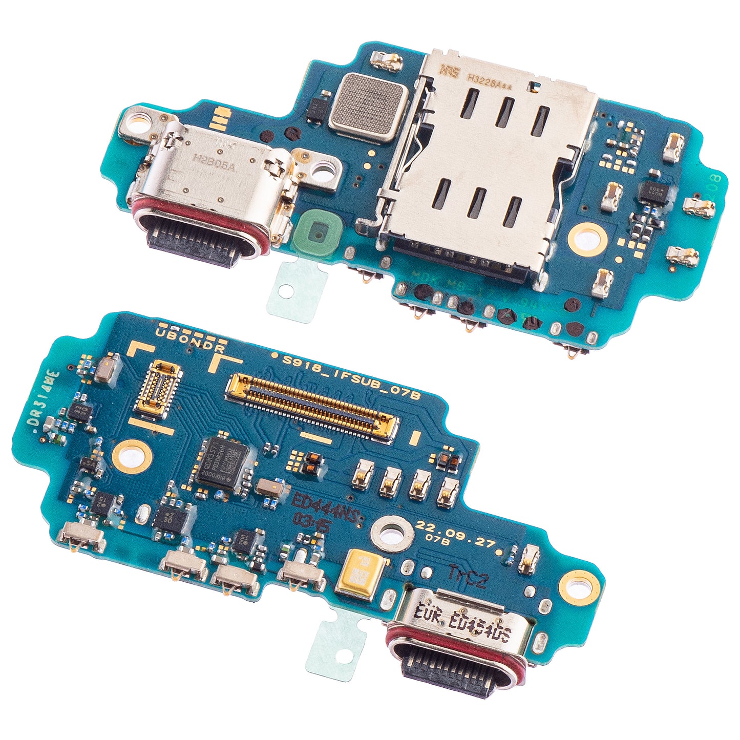 Charging Connector Board - Microphone - SIM Reader Module Samsung Galaxy S23 Ultra S918, Service Pack GH96-15621A