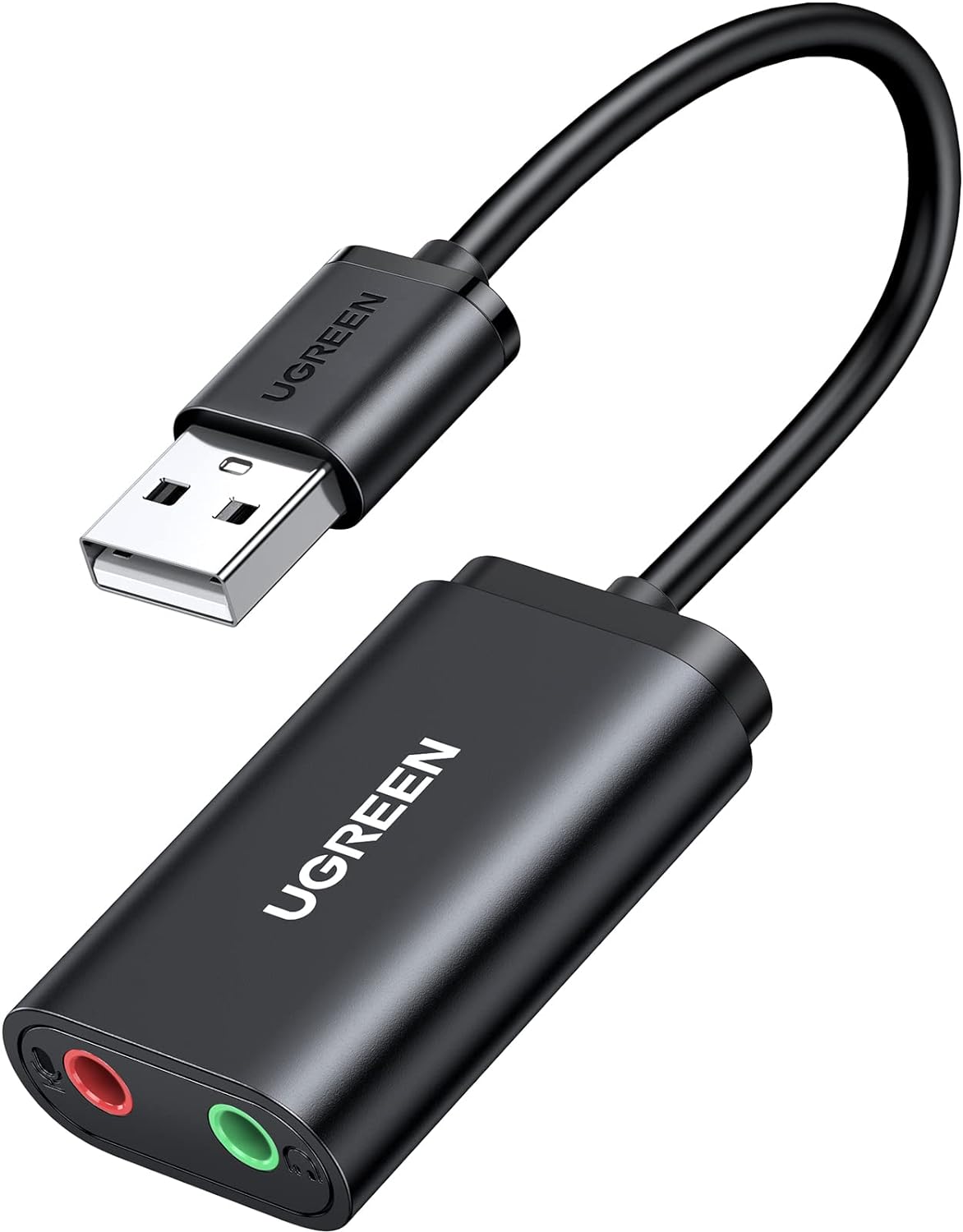 UGREEN US205 USB Sound Card, 2 x 3.5mm Jack, Black